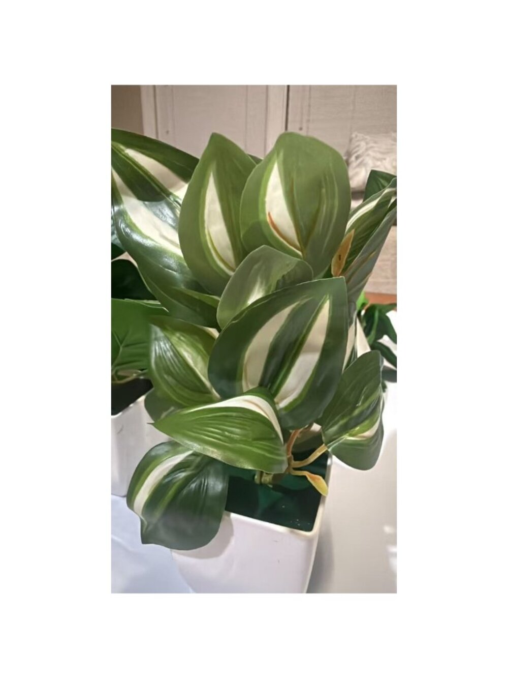 4PCS Artificial Watermelon Leaf Potted Plant, Faux Tropical Desk Decor